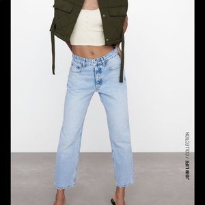 Zara mid rise ankle straight jeans